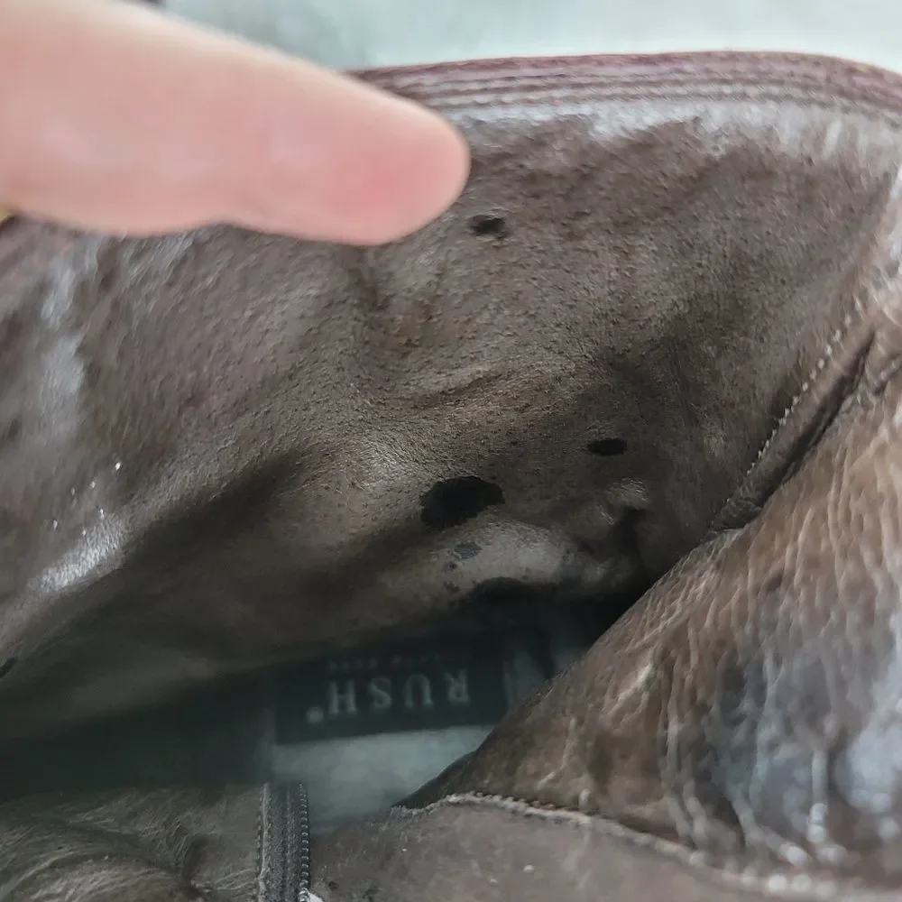Gordon rush studded brown leather ankle boots. (K)